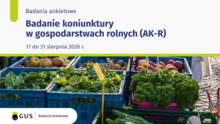 Powiększ obraz: Białe tło, na górze tytuł, nazwa badania, data realizacji badania, poniżej zdjęcie, na zdjęciu owoce i warzywa w skrzynkach